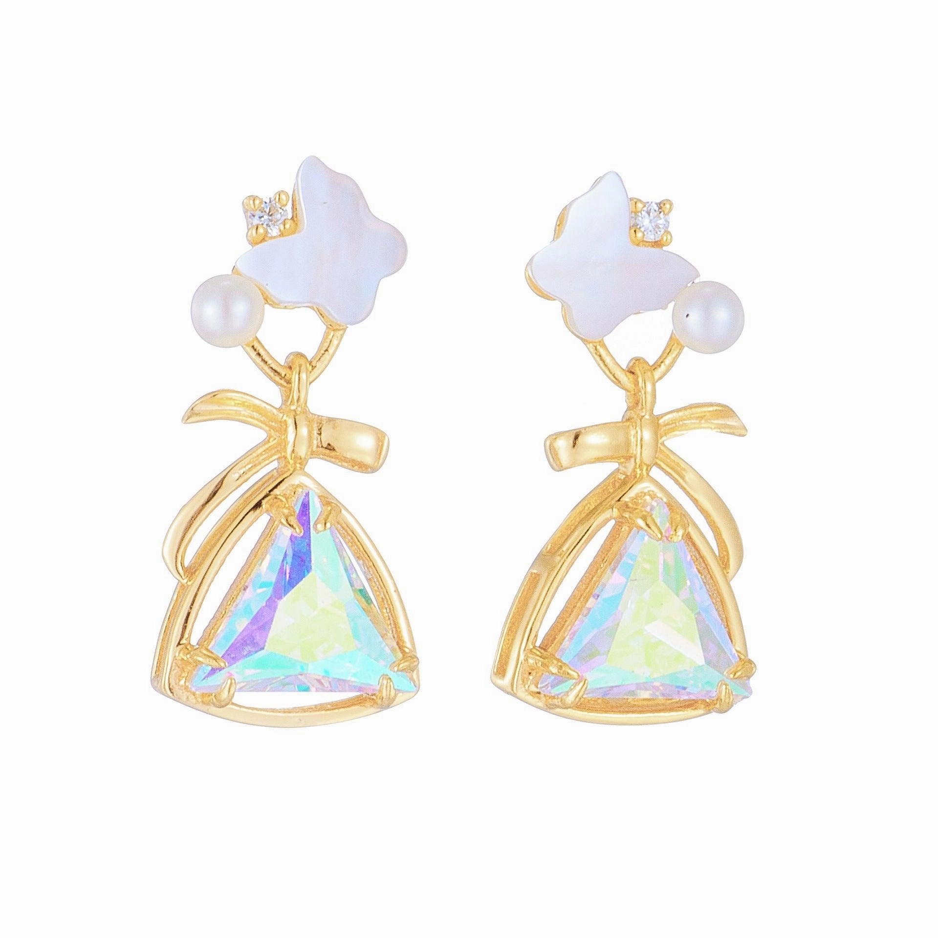 New White Shellfish Butterfly Earrings