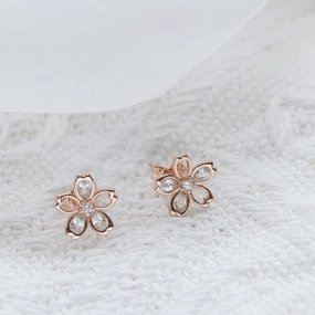 New Zircon Cherry Blossom Earrings 