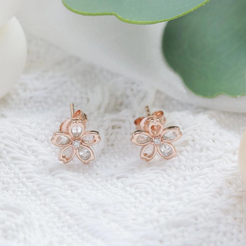 New Zircon Cherry Blossom Earrings
