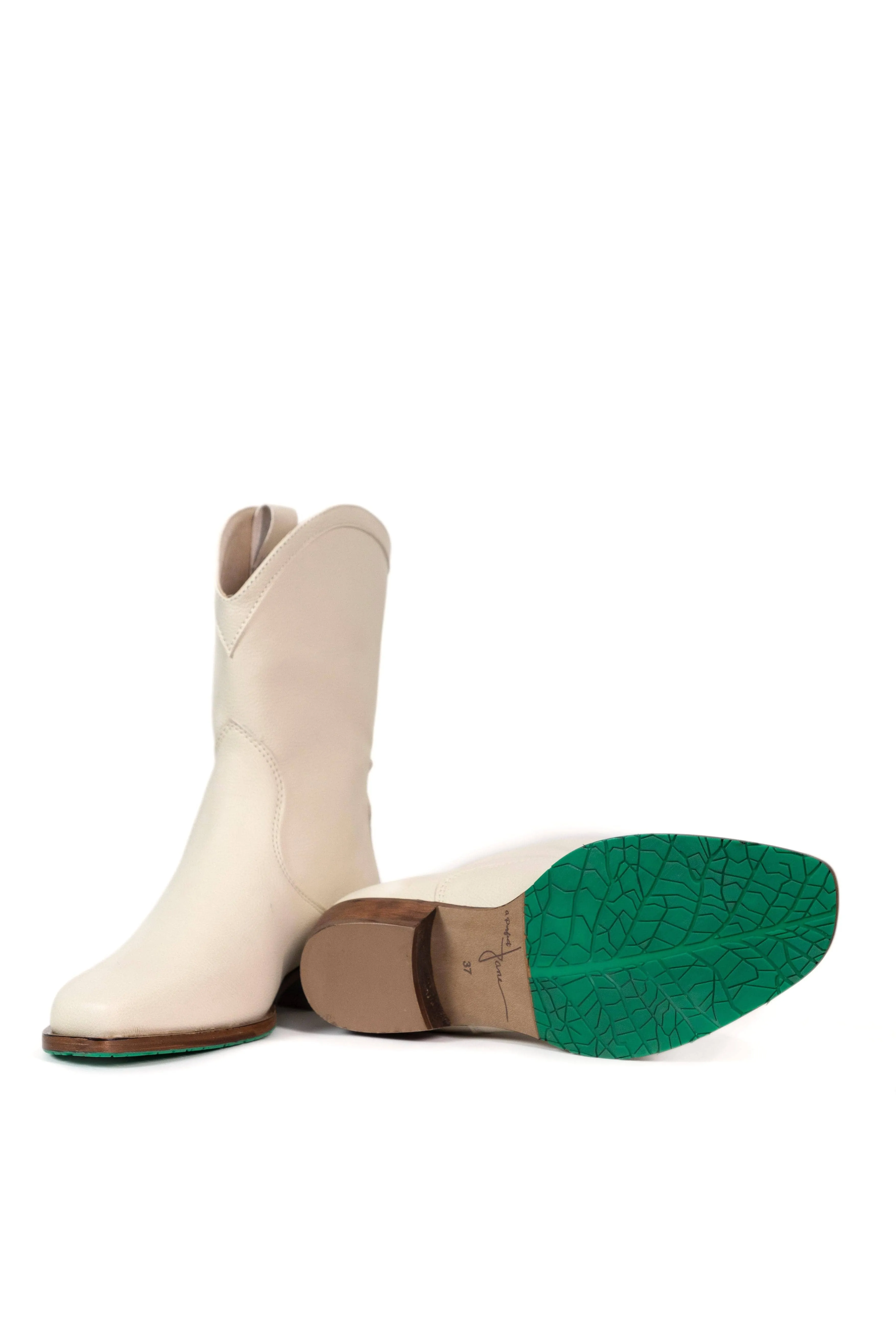 Nicole Vegan Apple Leder Cowboystiefel | Creme