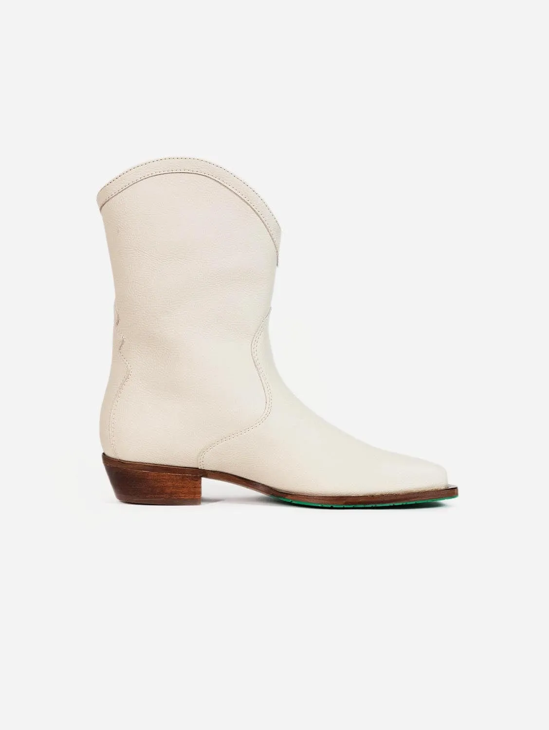 Nicole Vegan Apple Leder Cowboystiefel | Creme