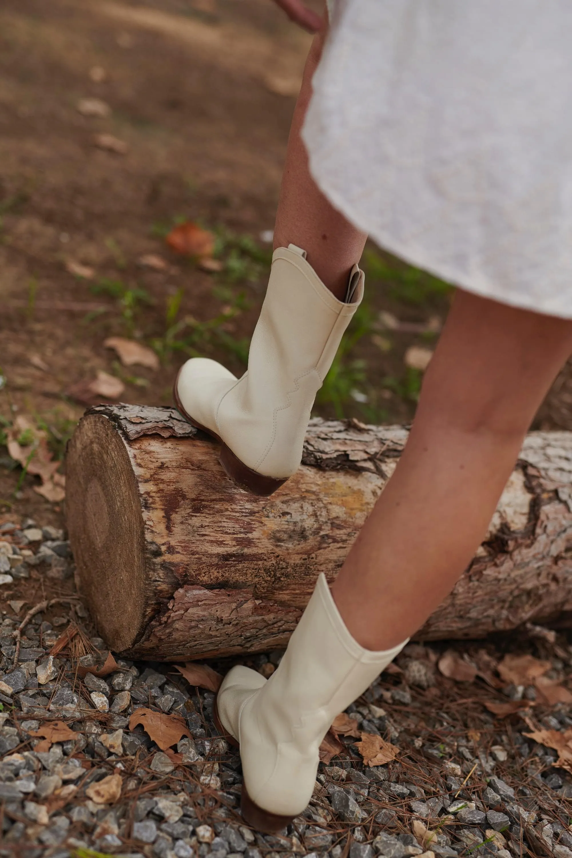 Nicole Vegan Apple Leder Cowboystiefel | Creme