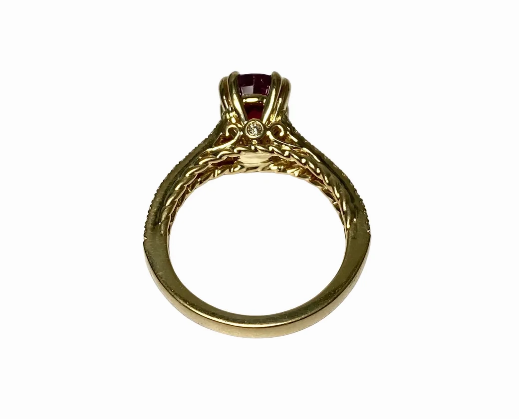 No Heat Burma Ruby Round Ring 2.05 Cts