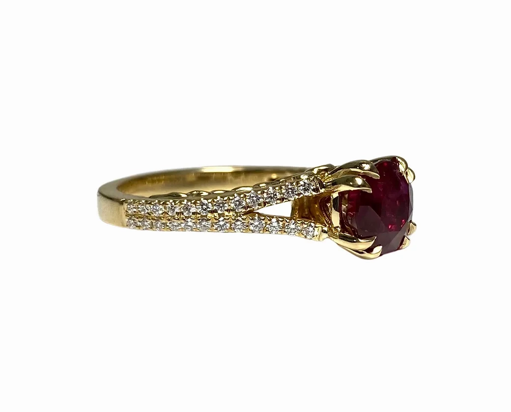 No Heat Burma Ruby Round Ring 2.05 Cts