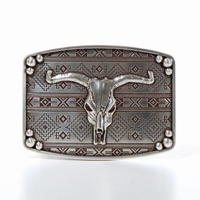 Nocona Aztec Bull Skull Belt Buckle texture-rose-gold  