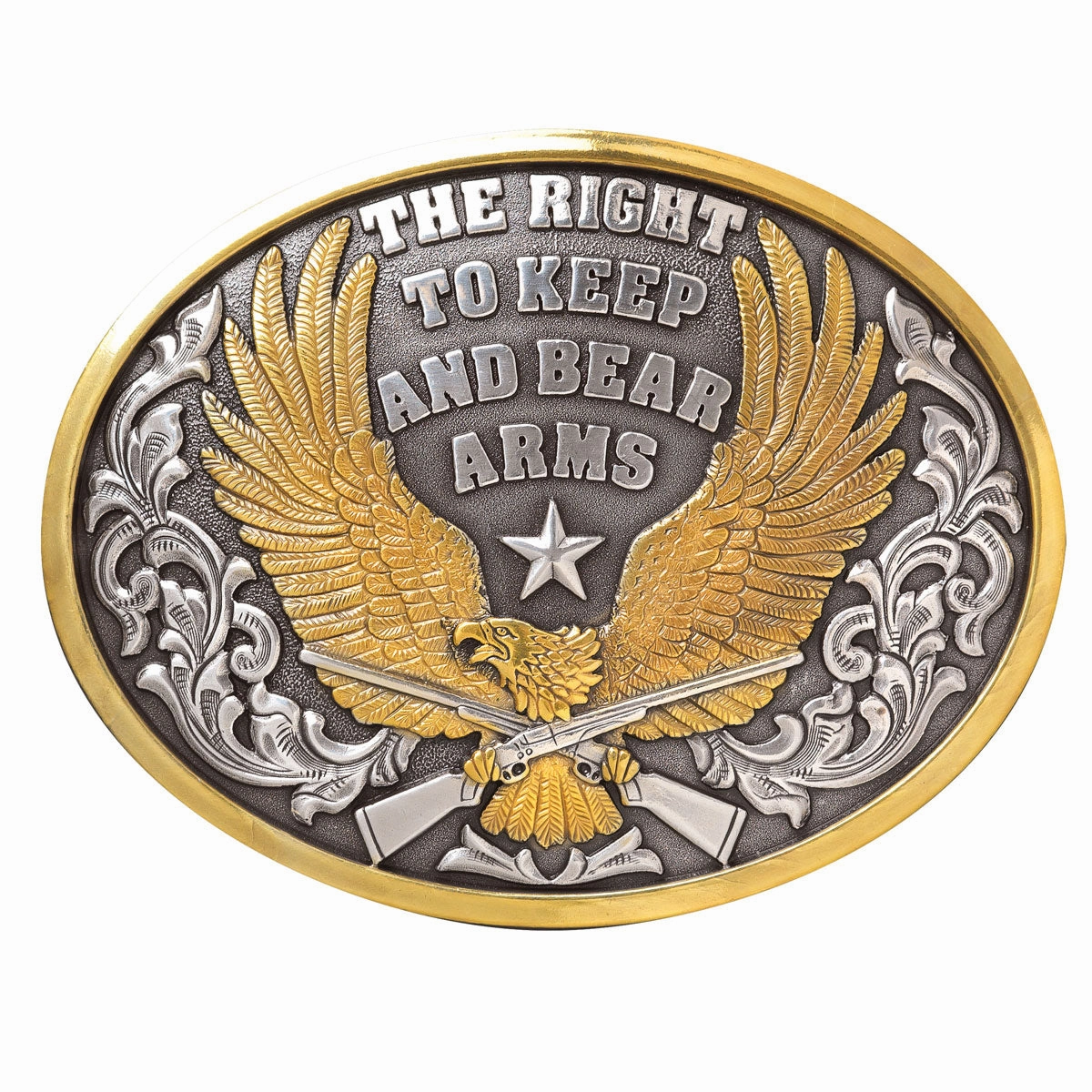 Nocona Bear Arms Belt Buckle texture-rose-gold  