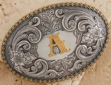 Nocona Initial A Belt Buckle texture-rose-gold  