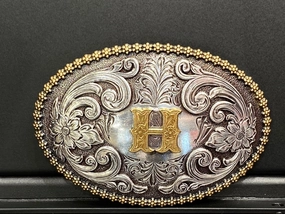 Nocona Initial H Belt Buckle texture-rose-gold  