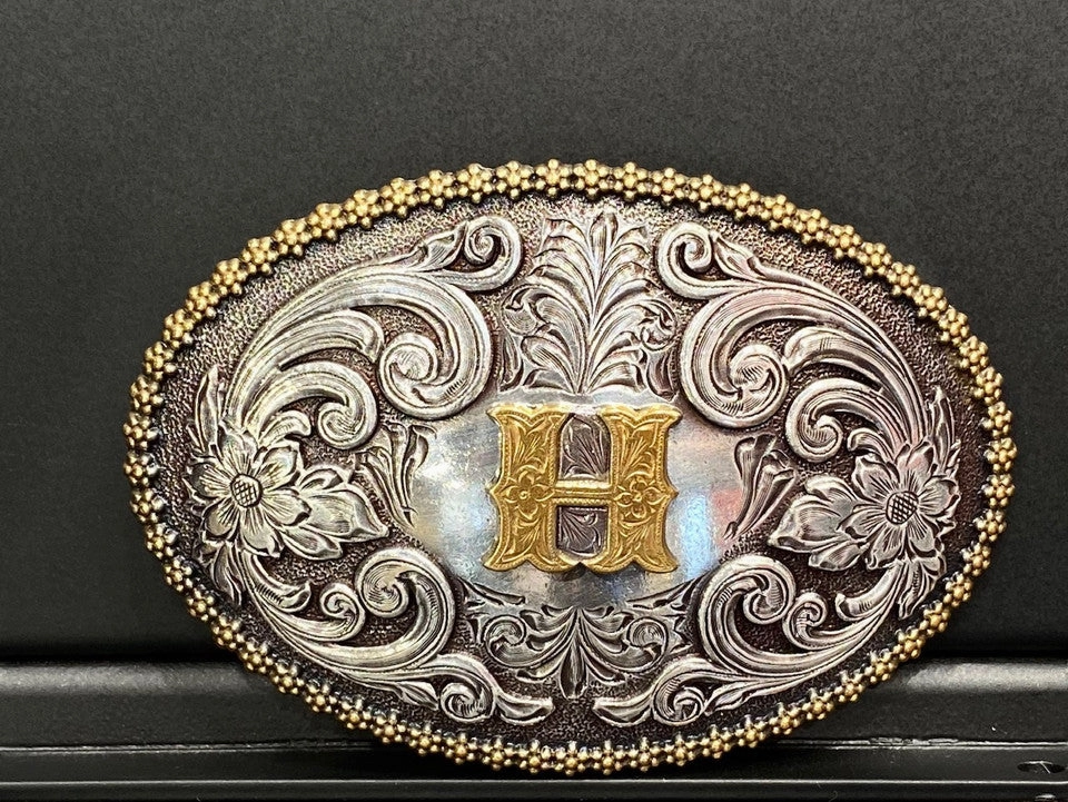 Nocona Initial H Belt Buckle texture-rose-gold  