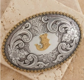 Nocona Initial J Belt Buckle texture-rose-gold  