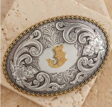 Nocona Initial J Belt Buckle texture-rose-gold  