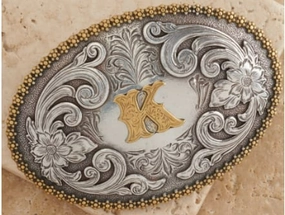 Nocona Initial K Belt Buckle texture-rose-gold  