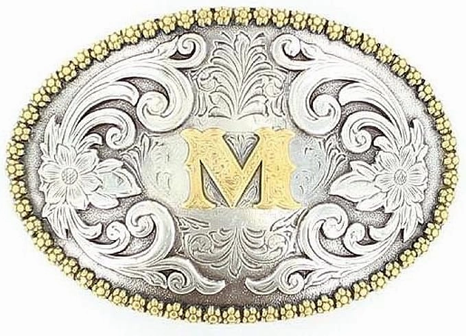 Nocona Initial M Belt Buckle texture-rose-gold  