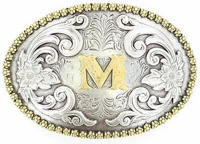 Nocona Initial M Belt Buckle texture-rose-gold  