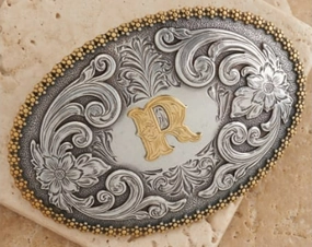Nocona Initial R Belt Buckle texture-rose-gold  
