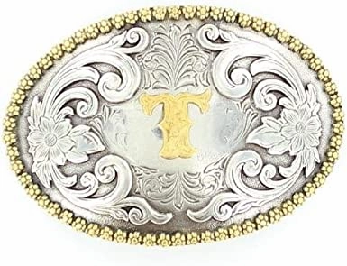 Nocona Initial  T Belt Buckle texture-rose-gold  