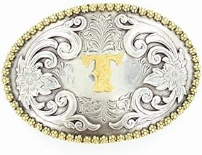 Nocona Initial  T Belt Buckle texture-rose-gold  