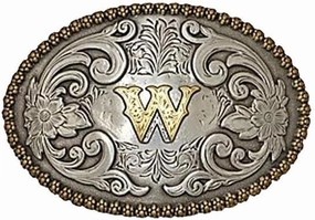 Nocona Initial W Belt Buckle texture-rose-gold  