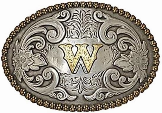 Nocona Initial W Belt Buckle texture-rose-gold  