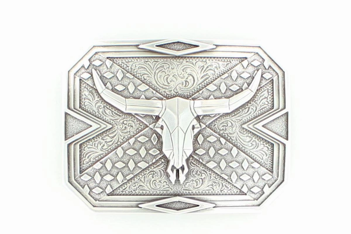 Nocona Longhorn Skull Belt Buckle texture-rose-gold  
