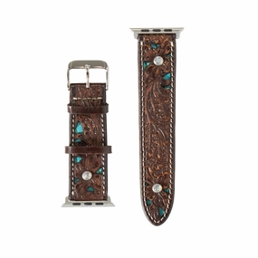 Nocona Pierced Overlay Leather Apple Watch Band texture-rose-gold  