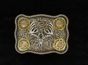 Nocona Skull Shotgun Shell Belt Buckle texture-rose-gold  