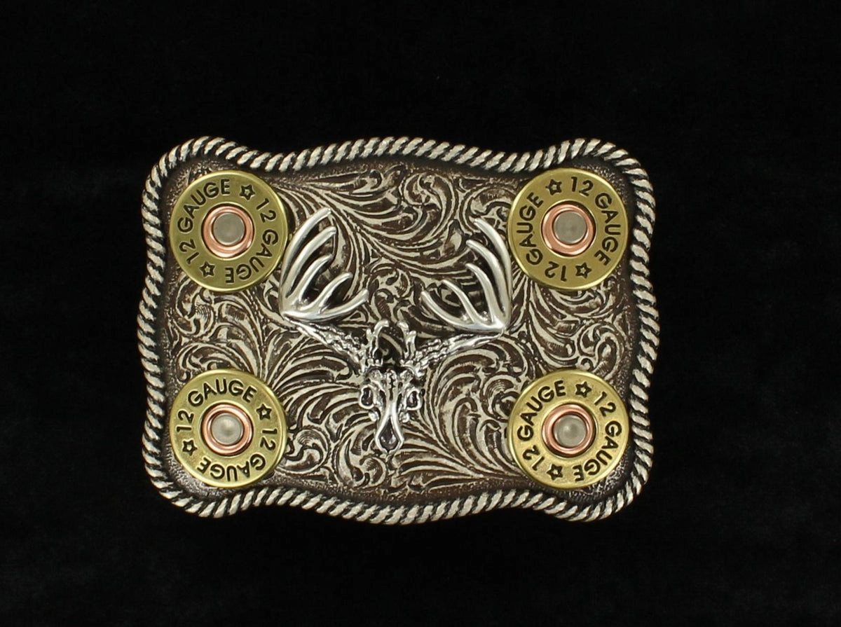 Nocona Skull Shotgun Shell Belt Buckle texture-rose-gold  