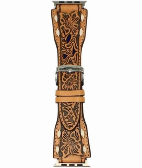 Nocona Tooled Leather Apple Watch Band texture-rose-gold  