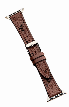 Nocona Tooled Leather Apple Watch Band texture-rose-gold  