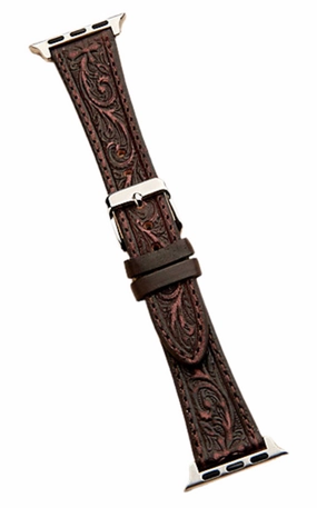 Nocona Tooled Leather Apple Watch Band texture-rose-gold  
