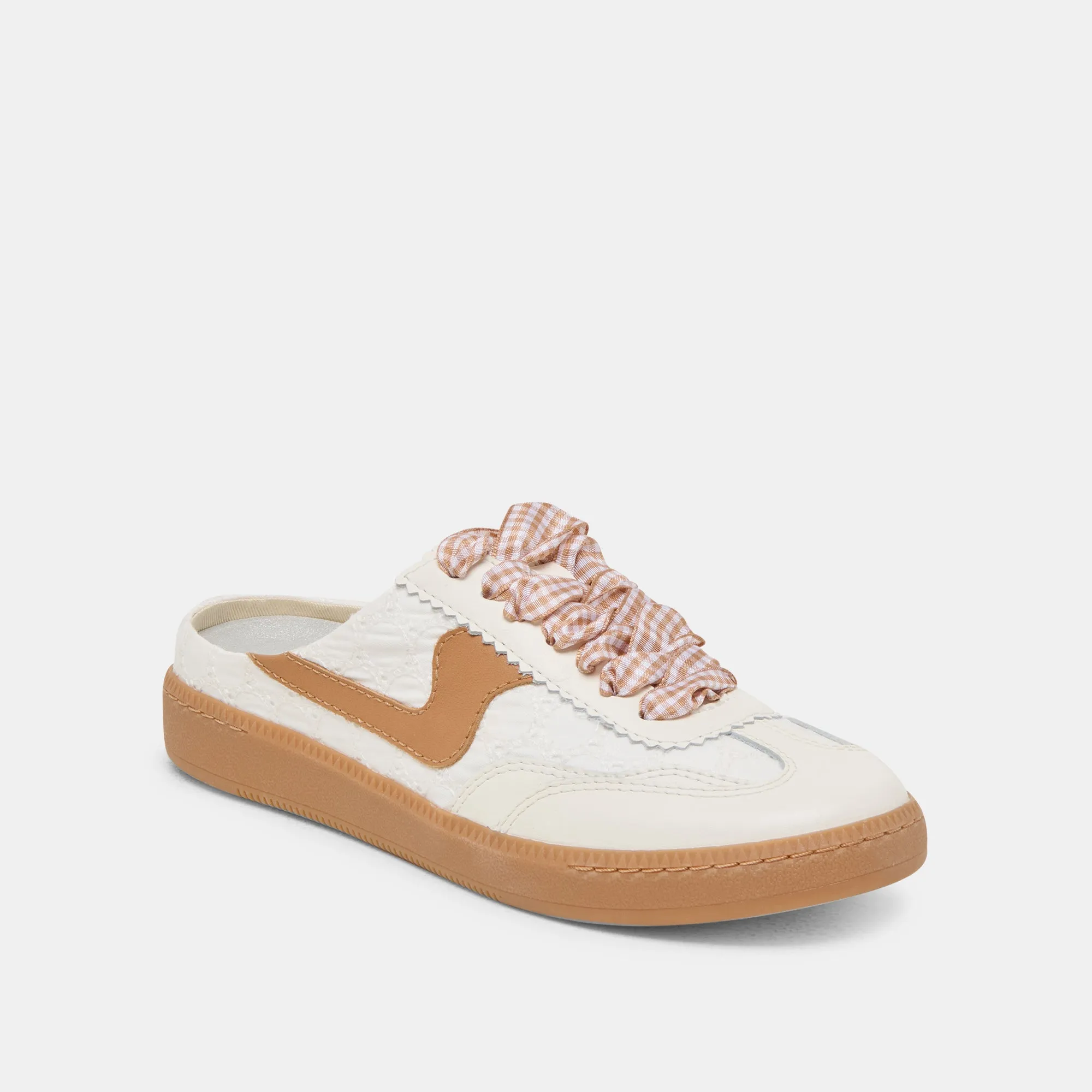 HINWEIS SLIDE SNEAKERS WEIß ROSA ÖSEN