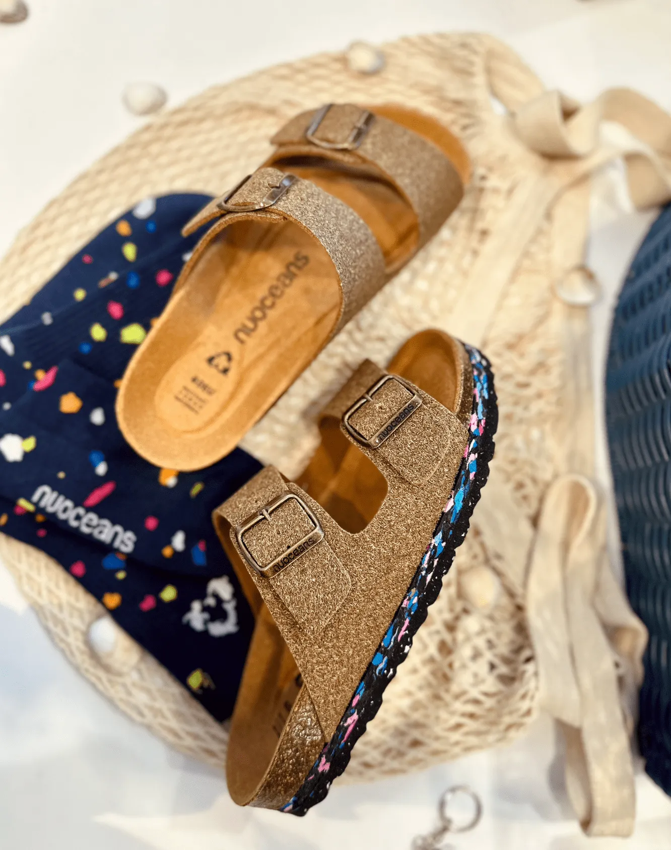 Nuo Palmenfaser & Kork Riemchensandalen | Coco