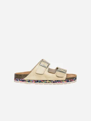 Nuo Recycelte Flipflop & Kork Sandalen mit Schnalle | Pebble
