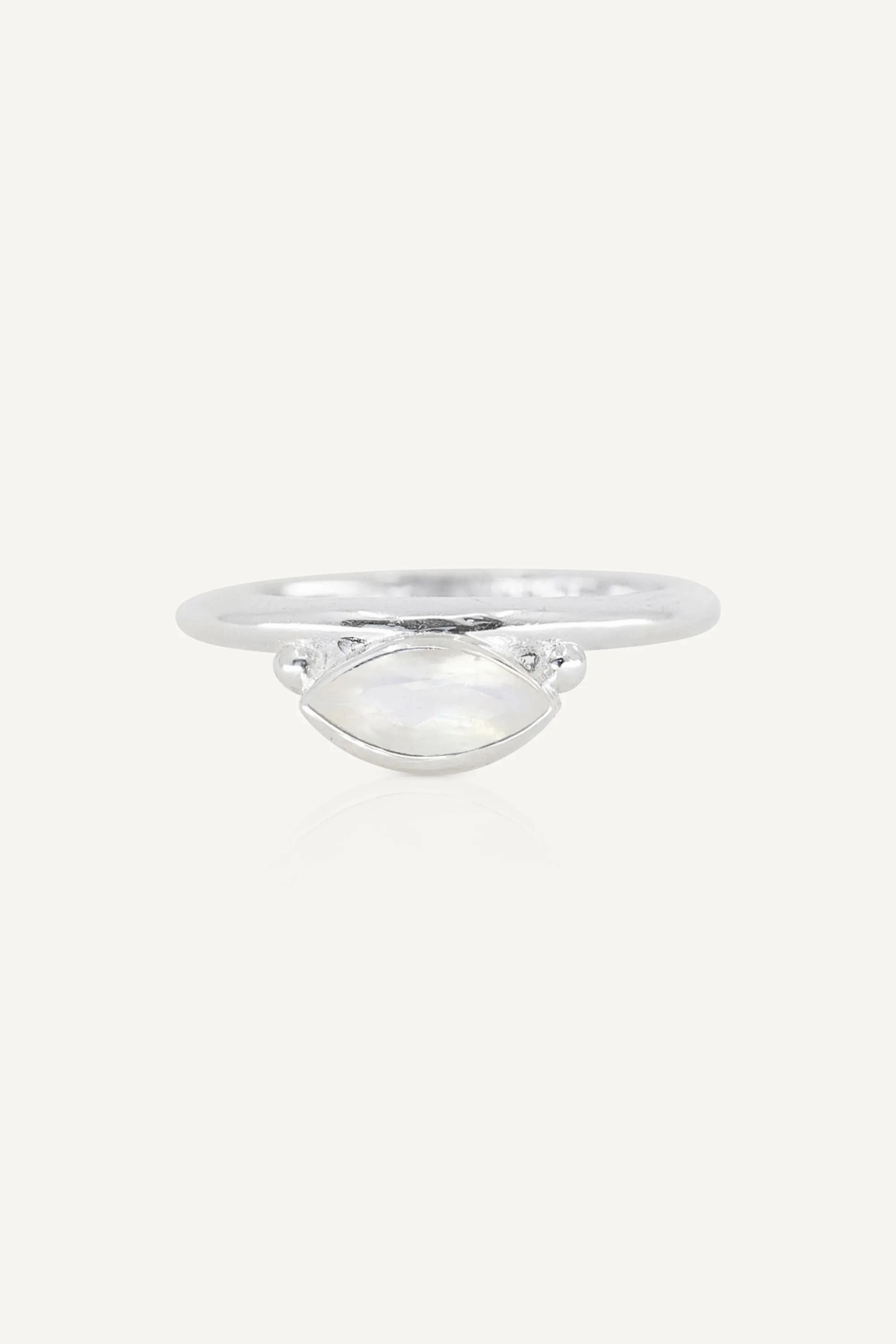 Nyra Marquise Moonstone Silver Stacker