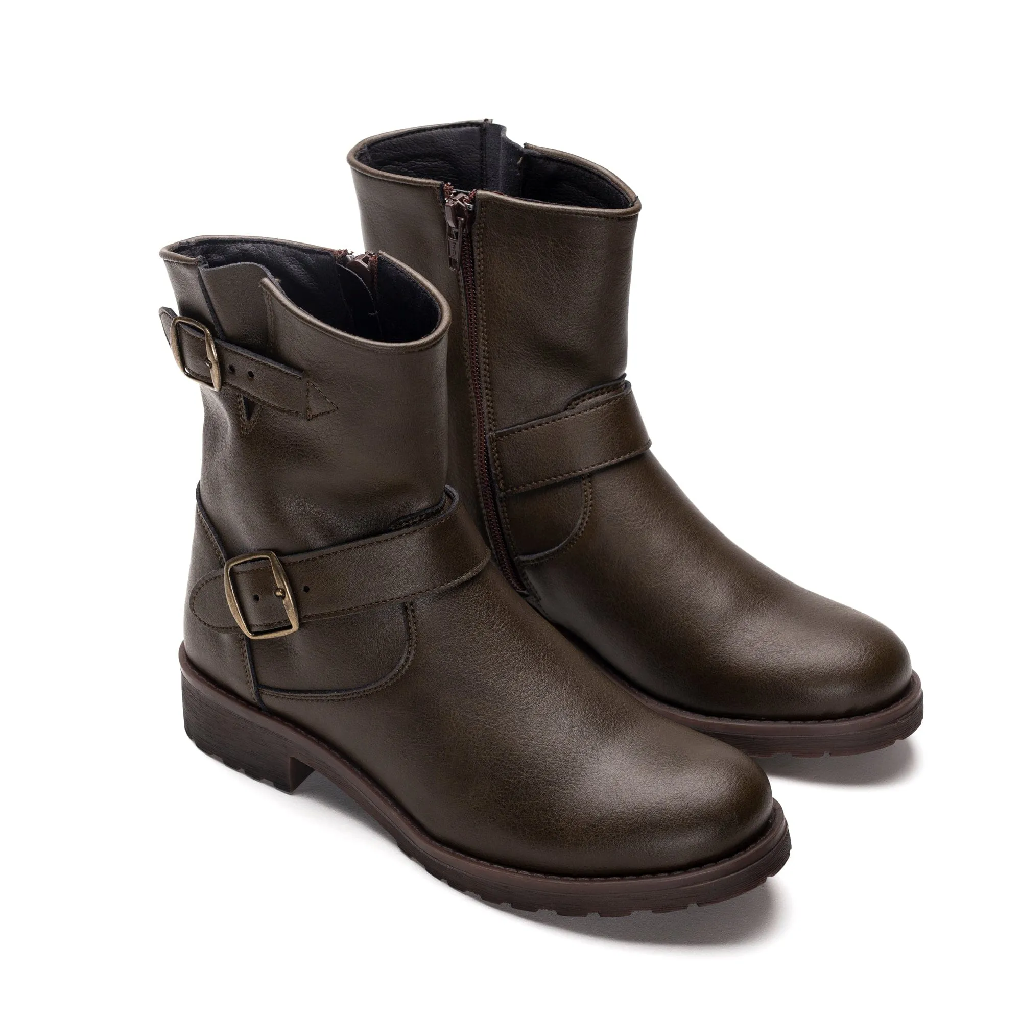 Odet Vegan Leder Motorradstiefel | Grün