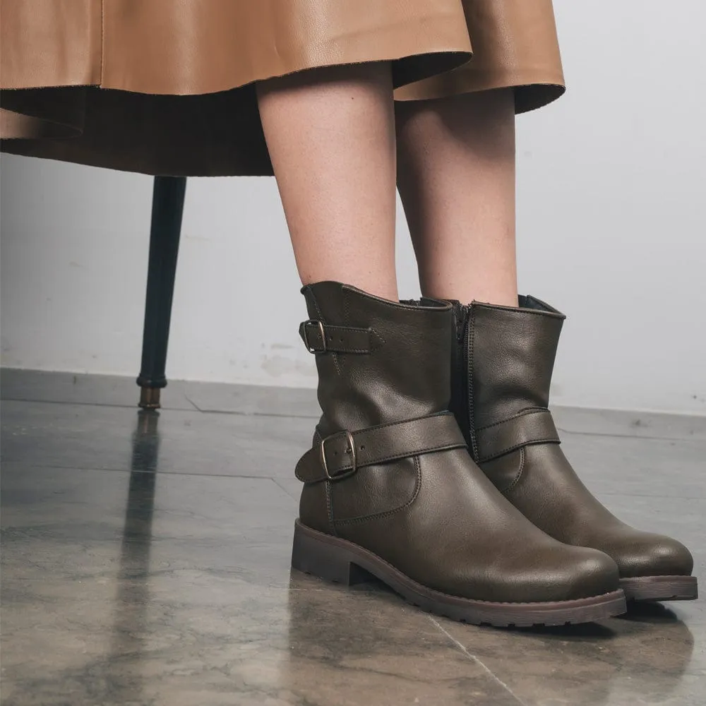 Odet Vegan Leder Motorradstiefel | Grün
