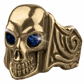 Ole Blue Eyes Gold Skull Ring 