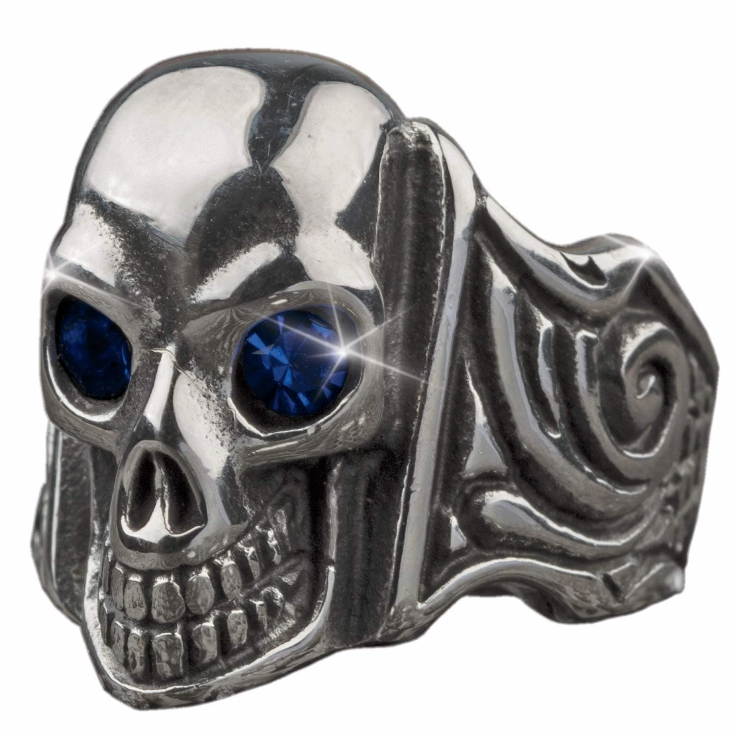 Ole Blue Eyes Steel Skull Ring 