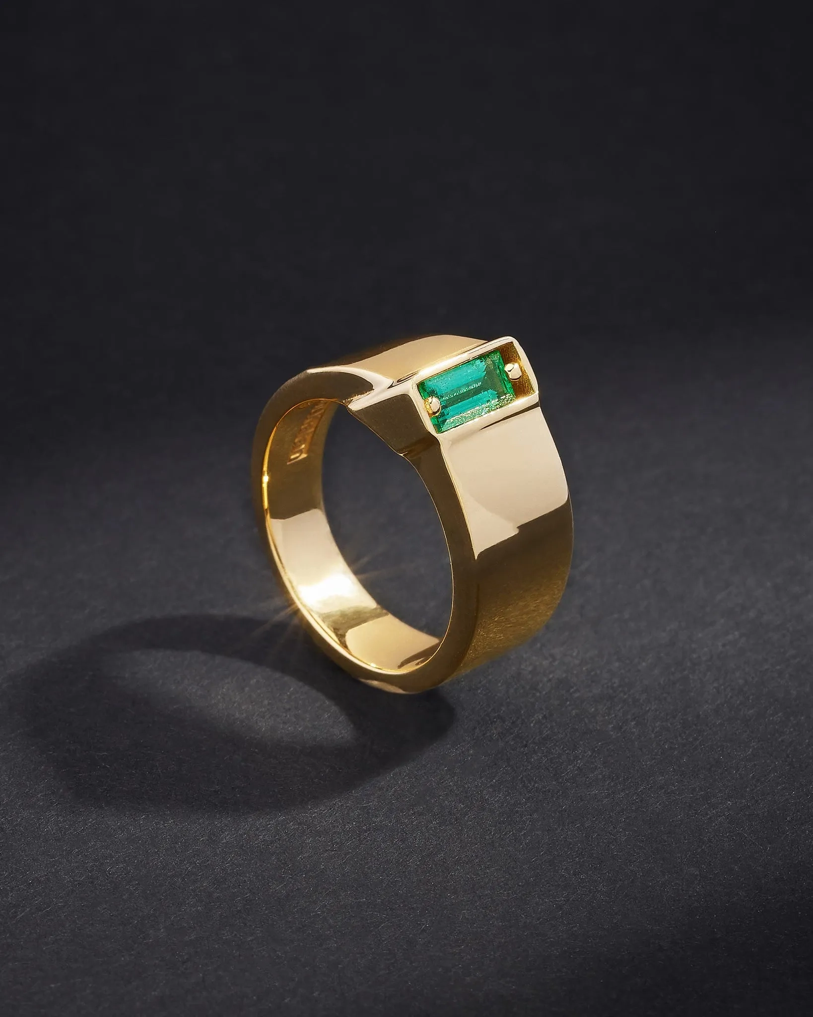 One of a Kind Single Baguette Emerald Band