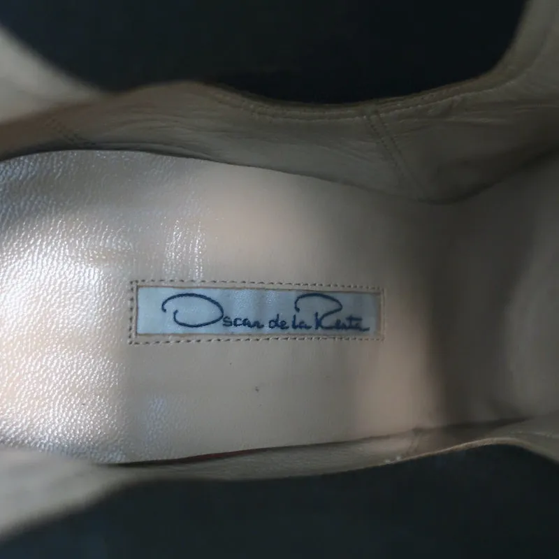 Oscar de la Renta Zweifarbige Pailletten-Stiefeletten Schwarz/Kupfer Größe 40