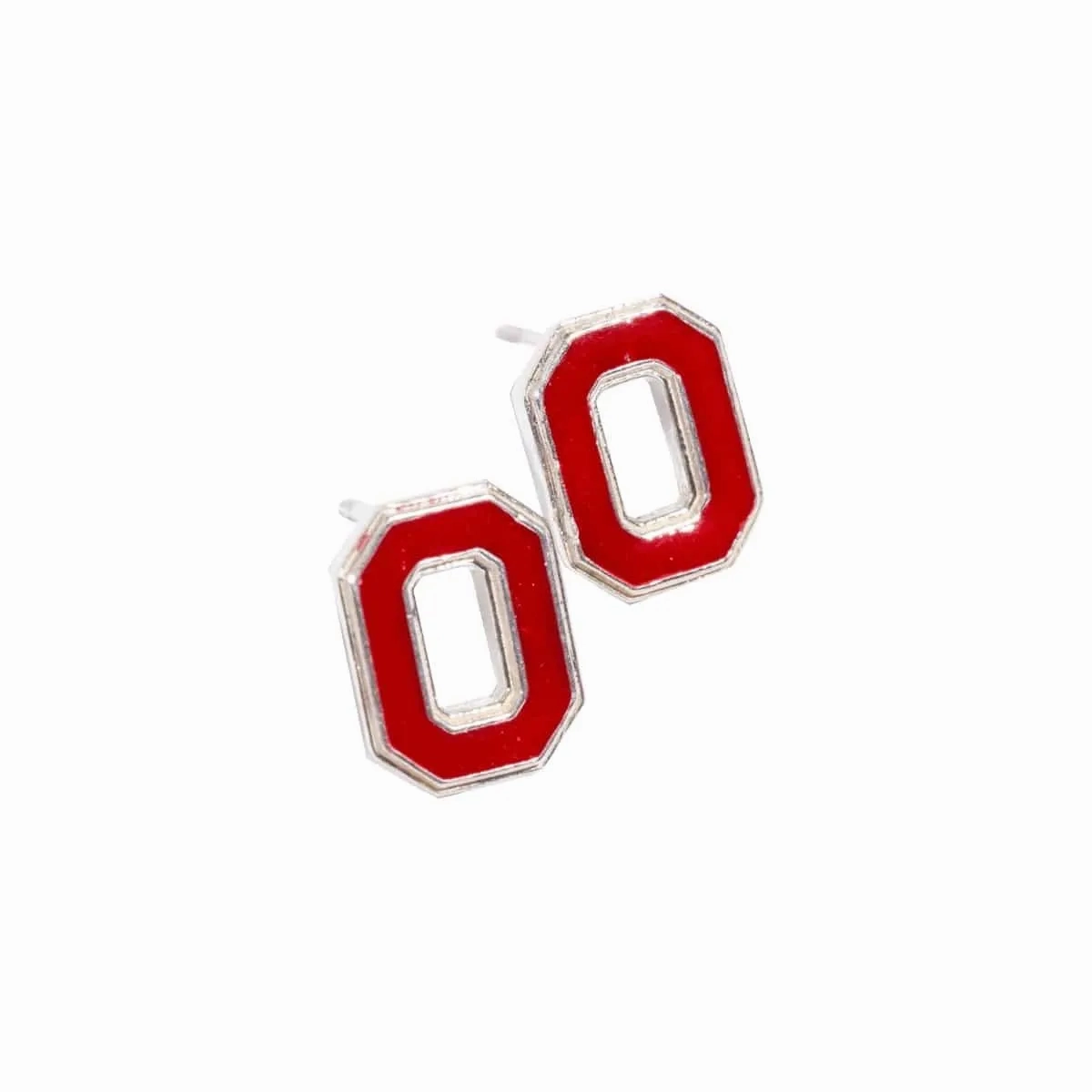 OSU Block &quot;O&quot; Studs with Red Enamel