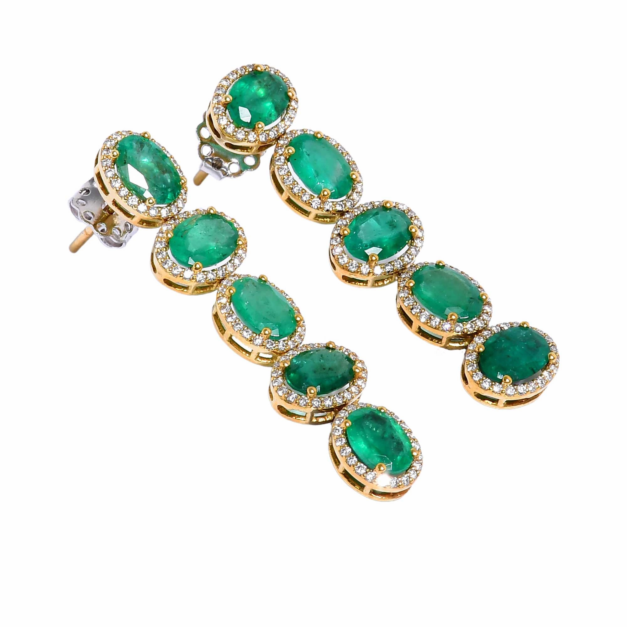 Ouzounian Jewelry Emerald and Diamond Drop Earrings