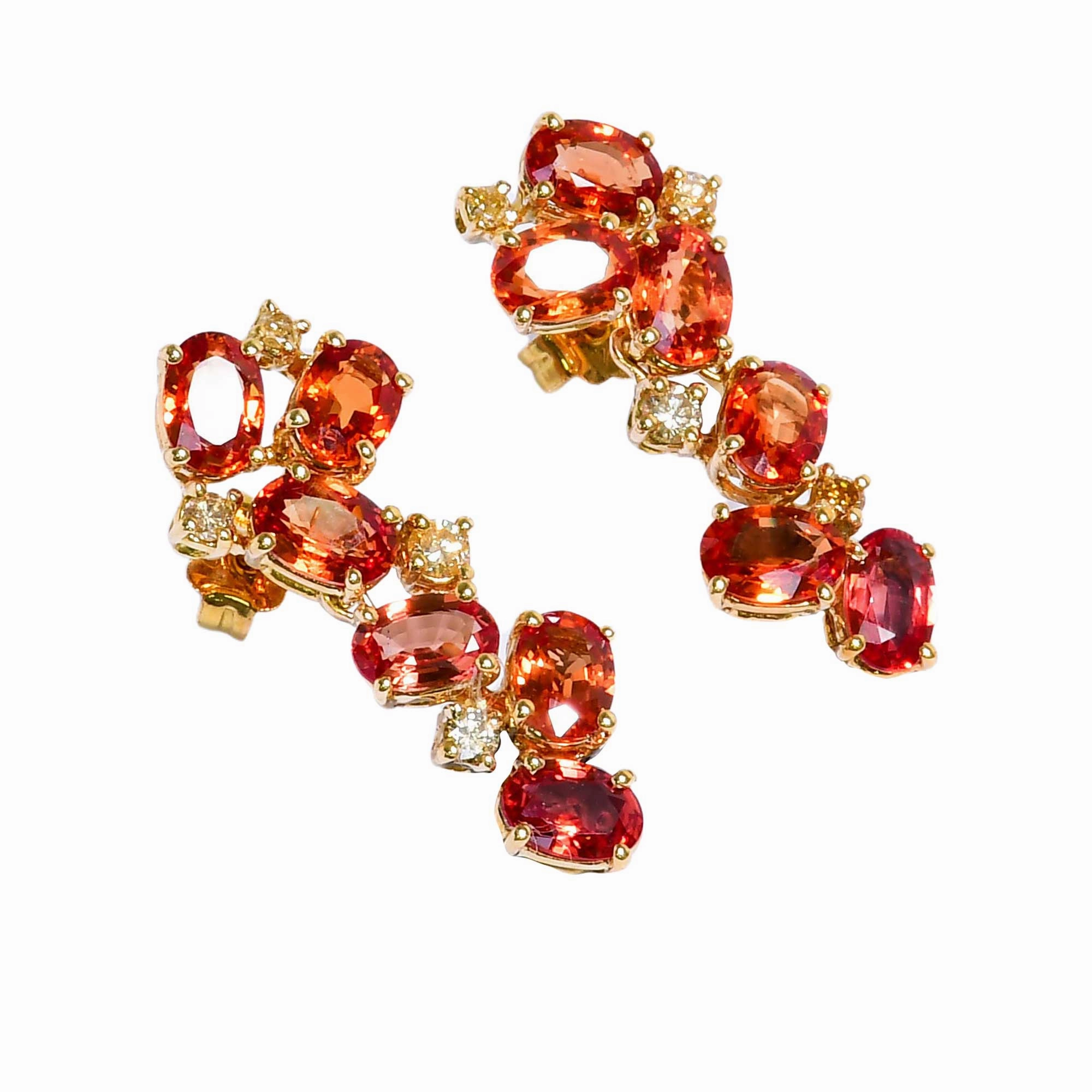 Ouzounian Jewelry Orange Sapphire and Diamond Drop Earrings