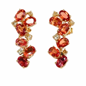 Ouzounian Jewelry Orange Sapphire and Diamond Drop Earrings 