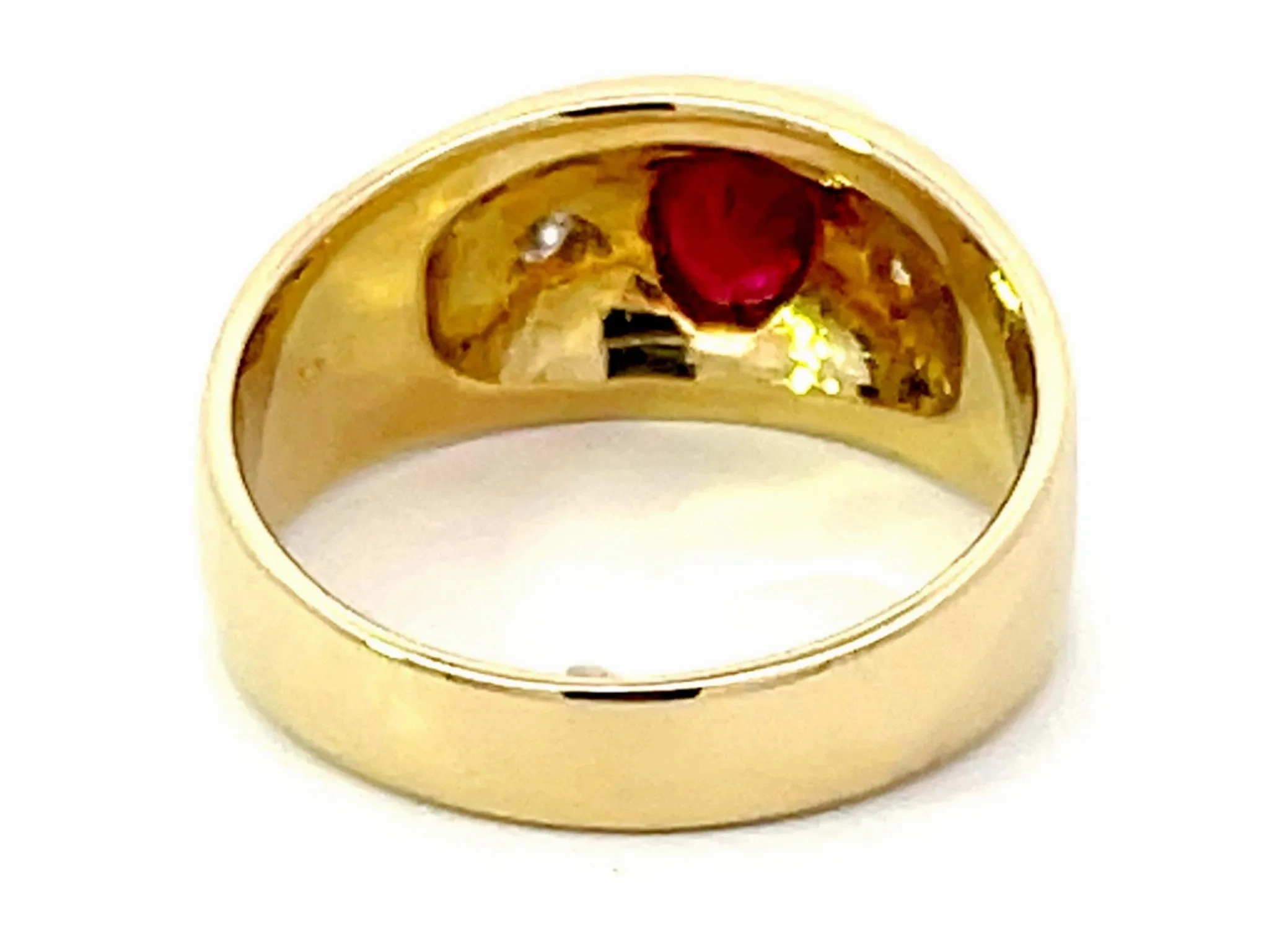 Oval Burma Red Ruby and Diamond Ring 18k Yellow Gold