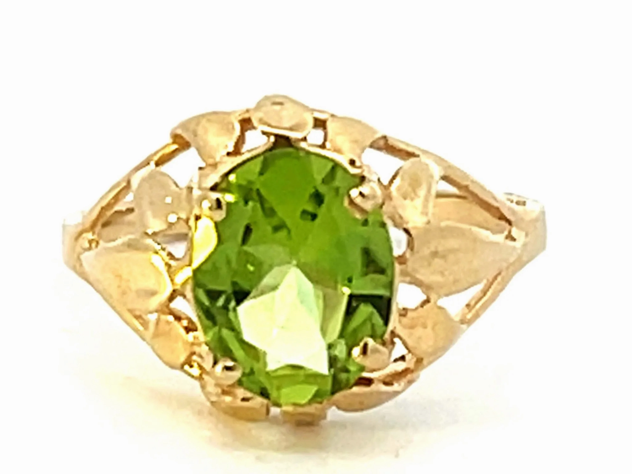 Oval Peridot Ring in 14k Yellow Gold