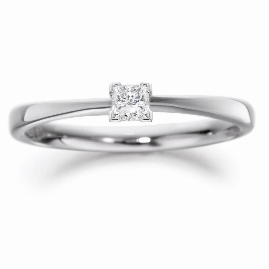 Palladium 0.15ct Princess cut solitaire diamond ring texture-diamond  