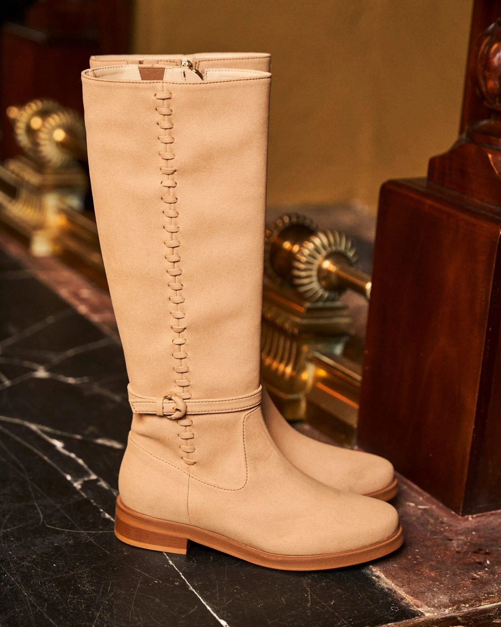 Panacea Vegan Wildleder-Kniestiefel | Latte