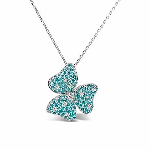 Paraiba &amp; Diamond Flower Pendant