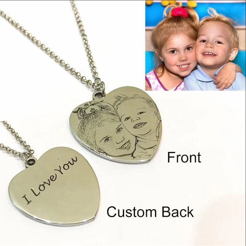 Pattern Photo Carving Personality DIY Titanium Steel Necklace